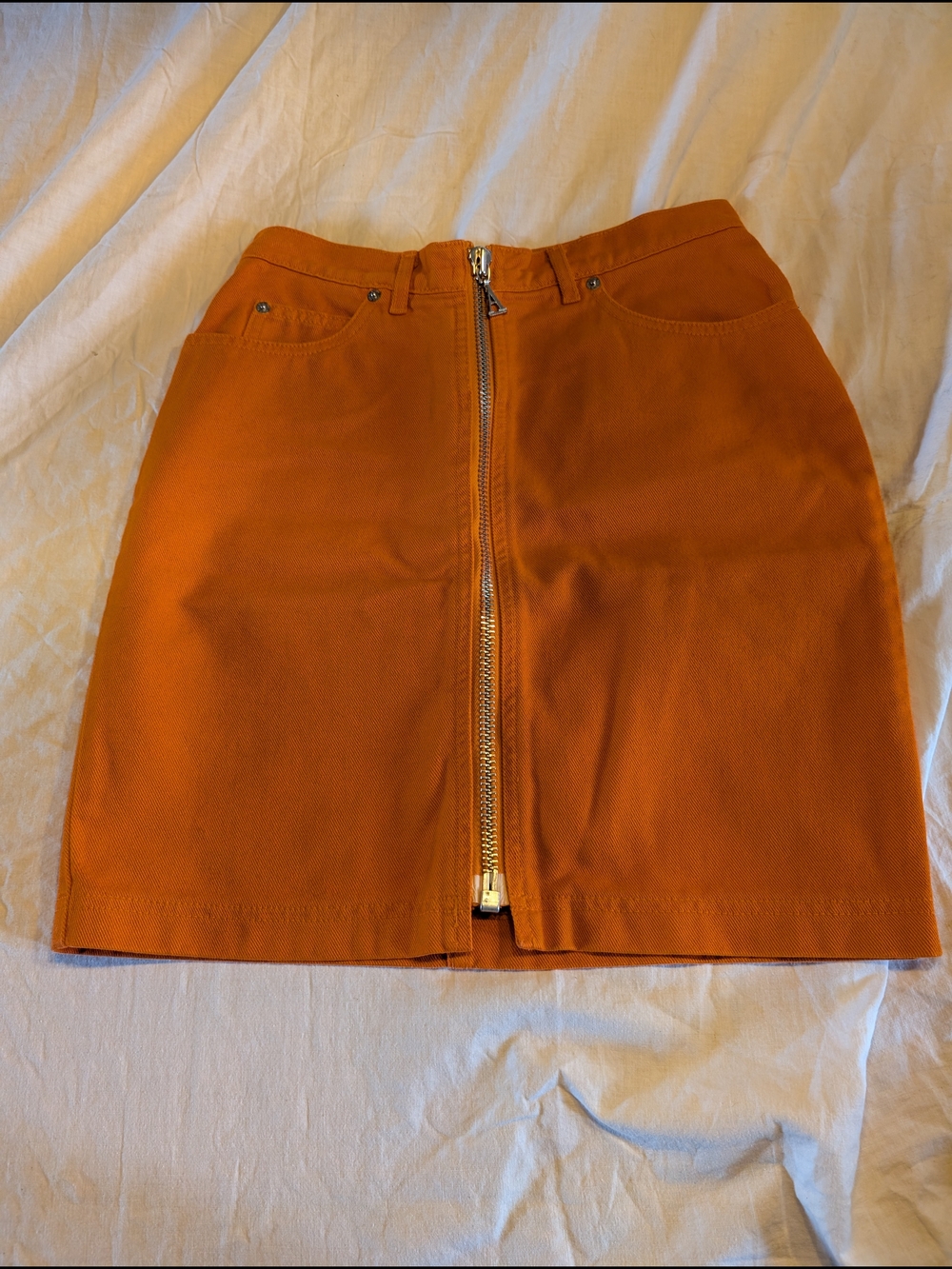 2/30$ Retro Anne Klein Orange Mini Skirt with Front Zip